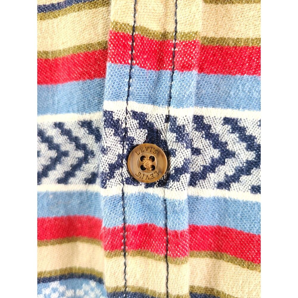 Levis Denim Tribal Southwestern Button Up Shirt LARGE Retro Western Cowgirl Top - Picture 4 of 7